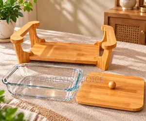 3L / 2.2L Premium Rectangular Wooden & Glass Serving Dish