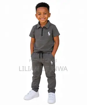 Boys 2-Piece Set Polo Top and Joggers With Sneakers - 5 Years