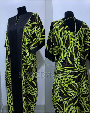 Classy Ankara Maxi Gown With 3⁄4 Sleeves /Ready to Wear