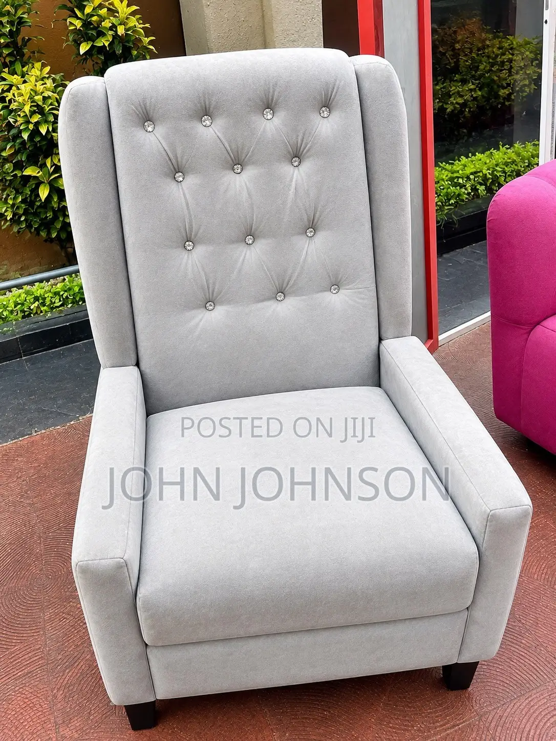 White Upholstered Armchair-Used