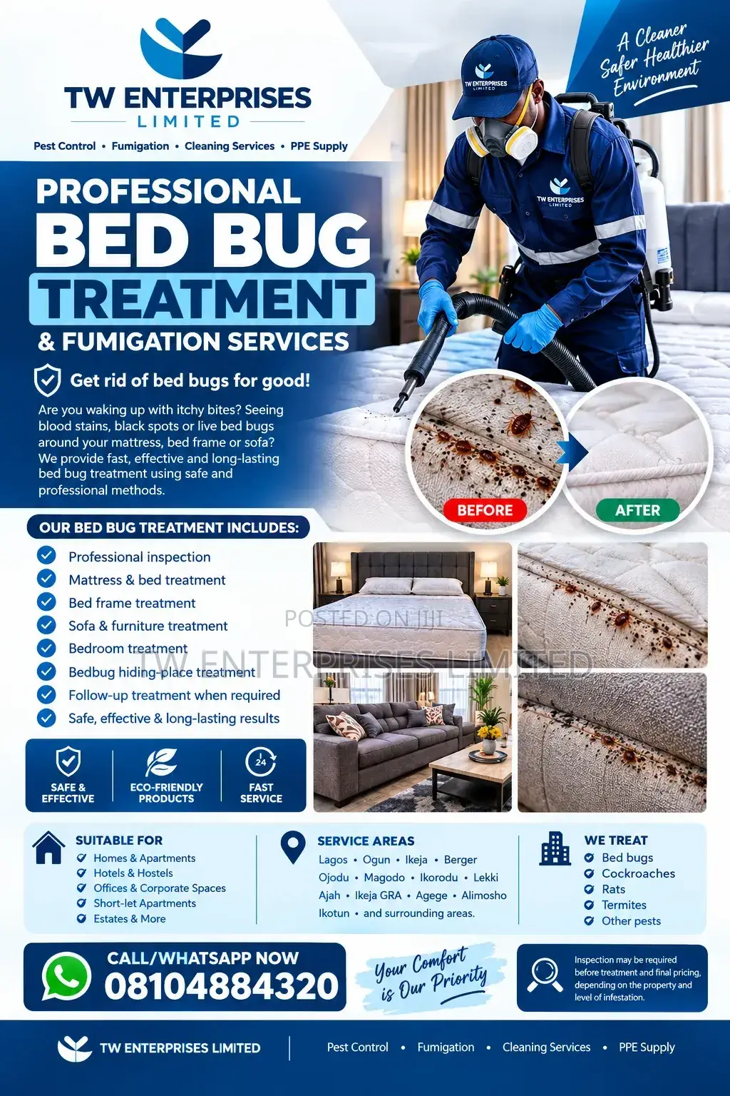 Professional Bed Bug Treatment & Fumigation | Lagos