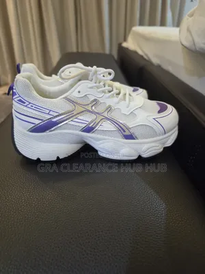 Brand New Fashion Nova White and Purple Chunky Comfort Sneakers