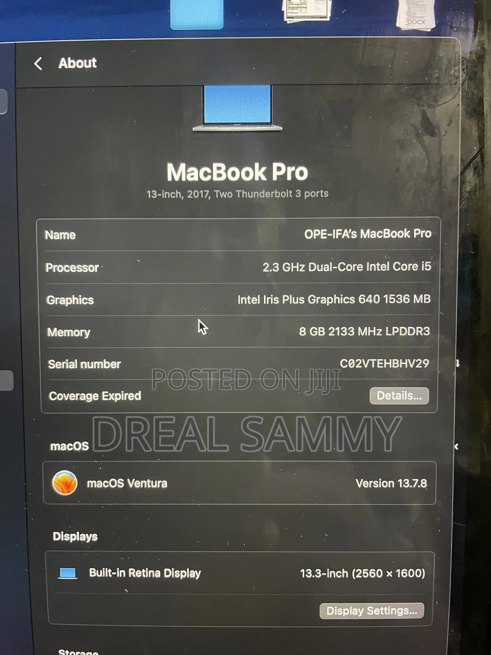 Laptop Apple MacBook Pro 2017 8GB Intel Core i5 SSD 256GB