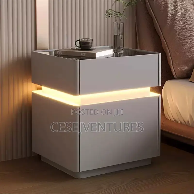 Smart Bedside Table With Light and Wireless Charging