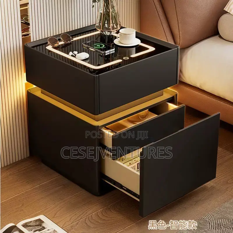 Smart Bedside Table With Light and Wireless Charging