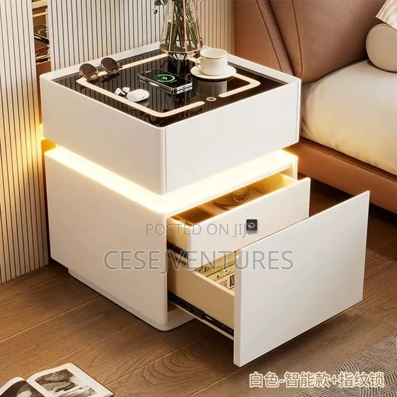 Smart Bedside Table With Light and Wireless Charging