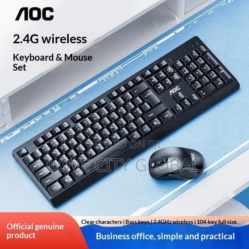 AOC KM210 Keyboard Mouse Set Ful Size Wireless Keyboard Numeric Keypad