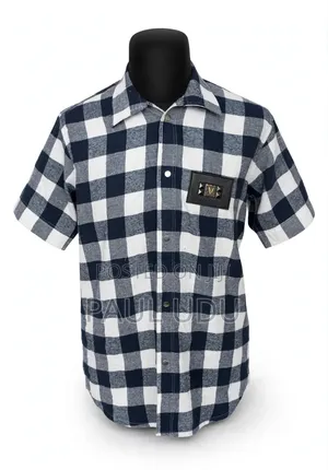 Men's Blue White Checkers Casual Shirt - L/Xl