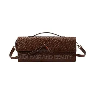 Luxury Woven Wine Leather Flap Bag – Knot Lock Shoulder Handbag