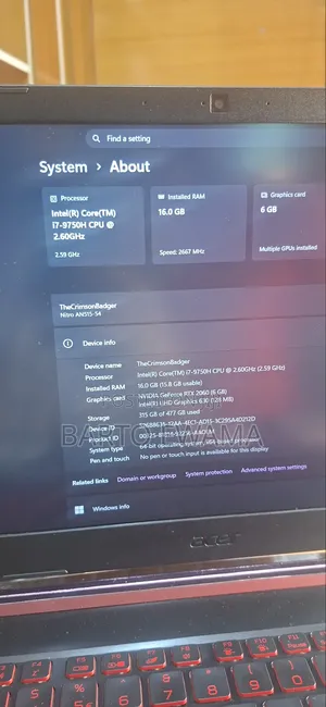 Laptop Acer Nitro 5 16GB Nvidia SSD 512GB