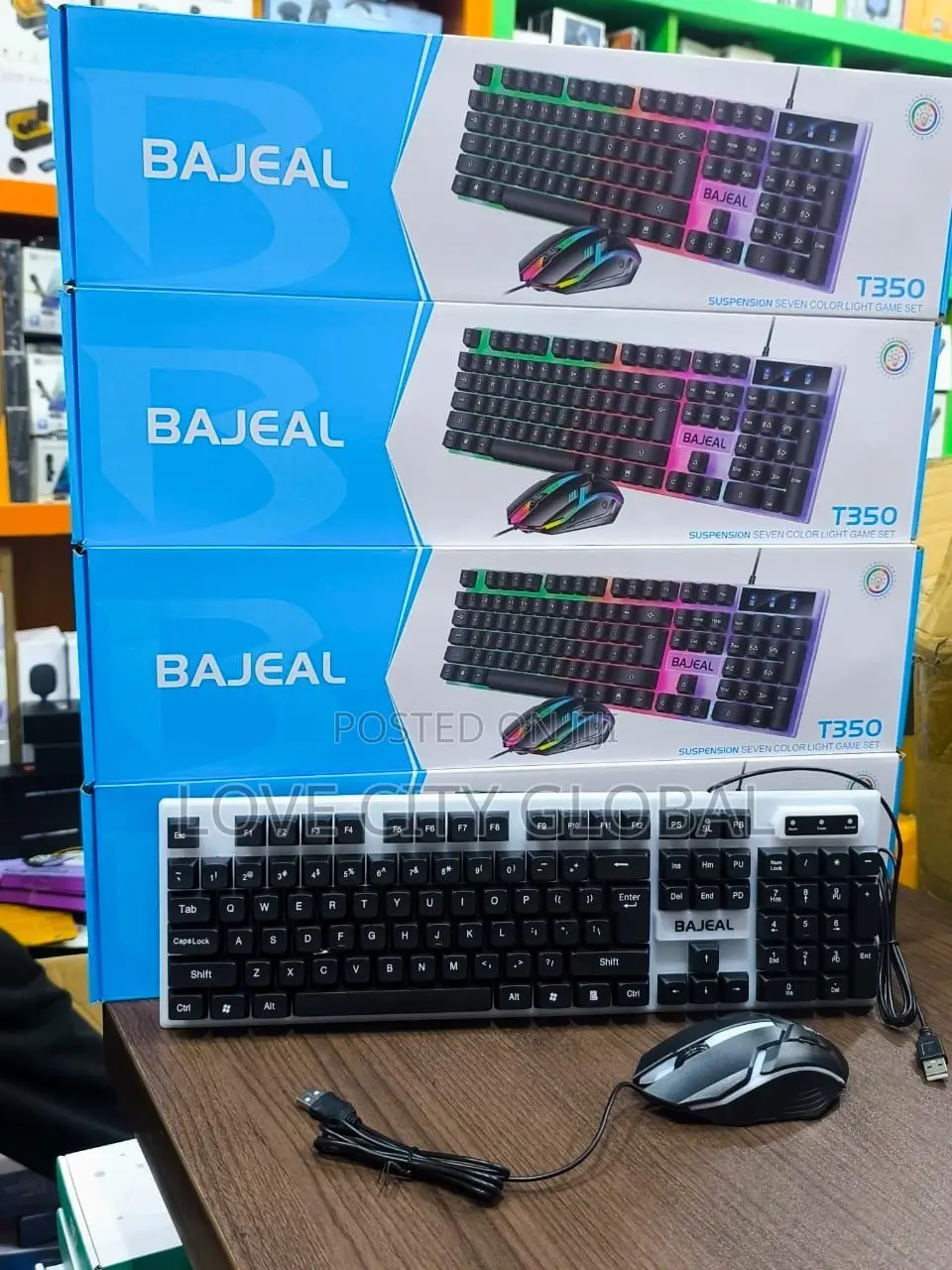 BAJEAL T350 LED Gaming Keyboard Mouse Combo Full Keypad Multicolor Led