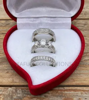 Solid Zirconia Luxury Wedding Rings Set