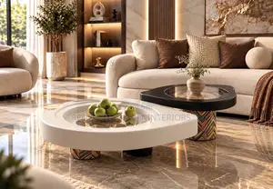Luxury Modern Coffee Table Set – Elegant White & Black Center Tables