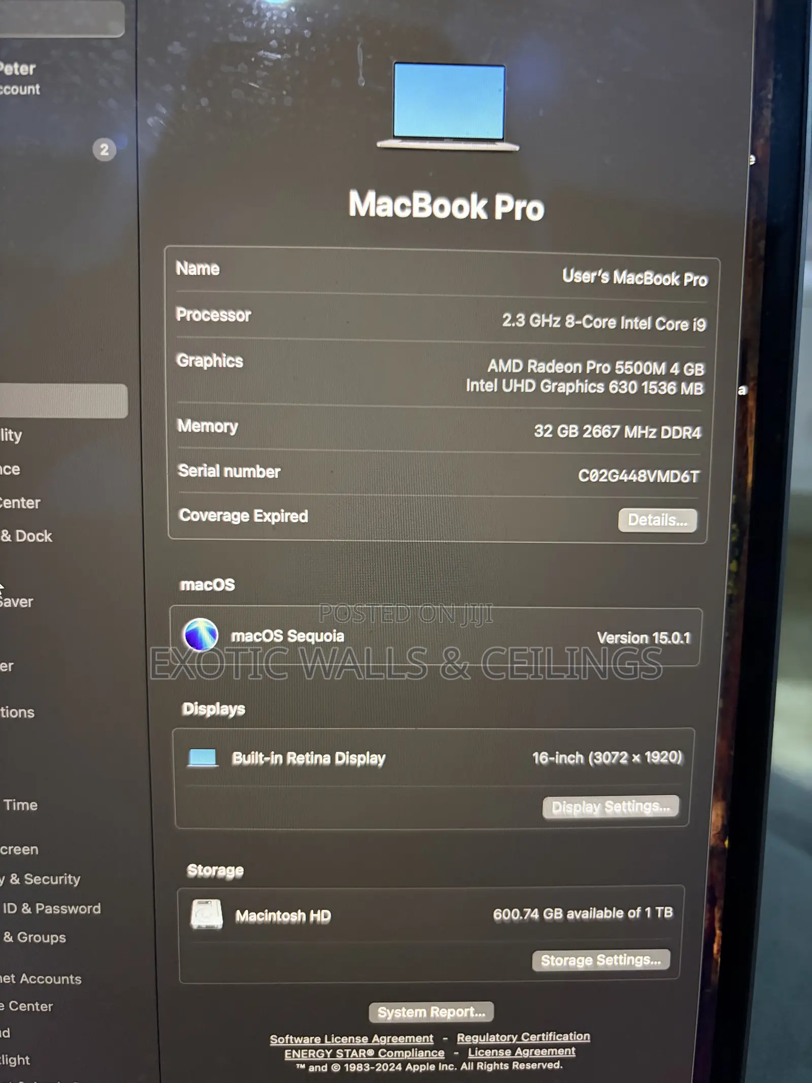 Laptop Apple MacBook Pro 2019 32GB Intel Core i9 SSD 1T