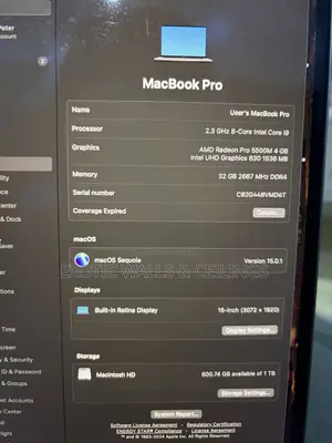 Laptop Apple MacBook Pro 2019 32GB Intel Core i9 SSD 1T