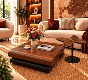 Luxury Modern Wooden Center Table Set – Elegant Designer Coffee Table