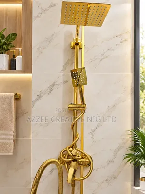Luxury Gold Rainfall Standing Shower Set