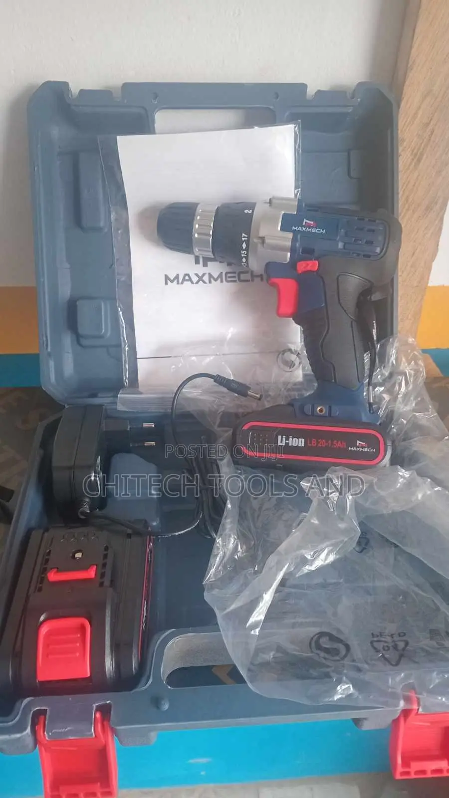 Maxmech 20V Cordless Lithium-Ion Drill Driver Kit - Brand New
