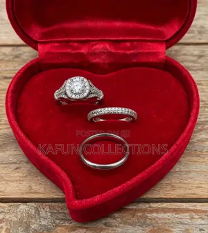 Long-Lasting Halo Zirconia and Steel Couple's Ring Set