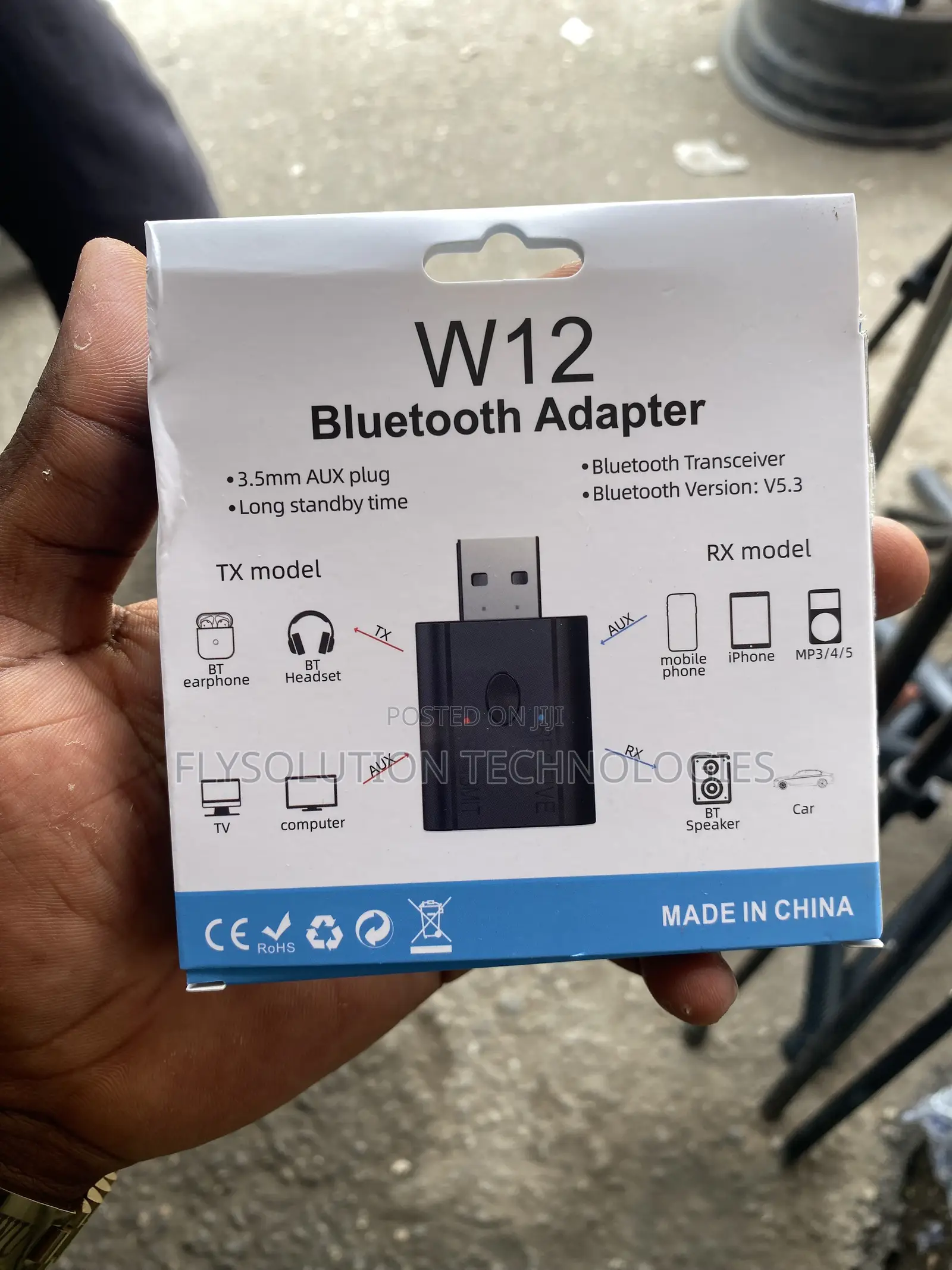 W12 Bluetooth Wireless Adapter USB/AUX Audio Transmitter & Receiver