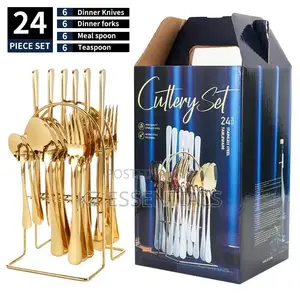 24-Piece Stainless Steel Cutlery Set With Hanging Rack