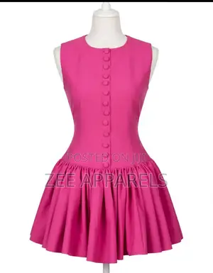 Hot Pink Corset Drop Waist Pleated Mini Dress