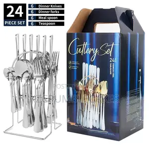 24-Piece Stainless Steel Cutlery Set With Hanging Rack