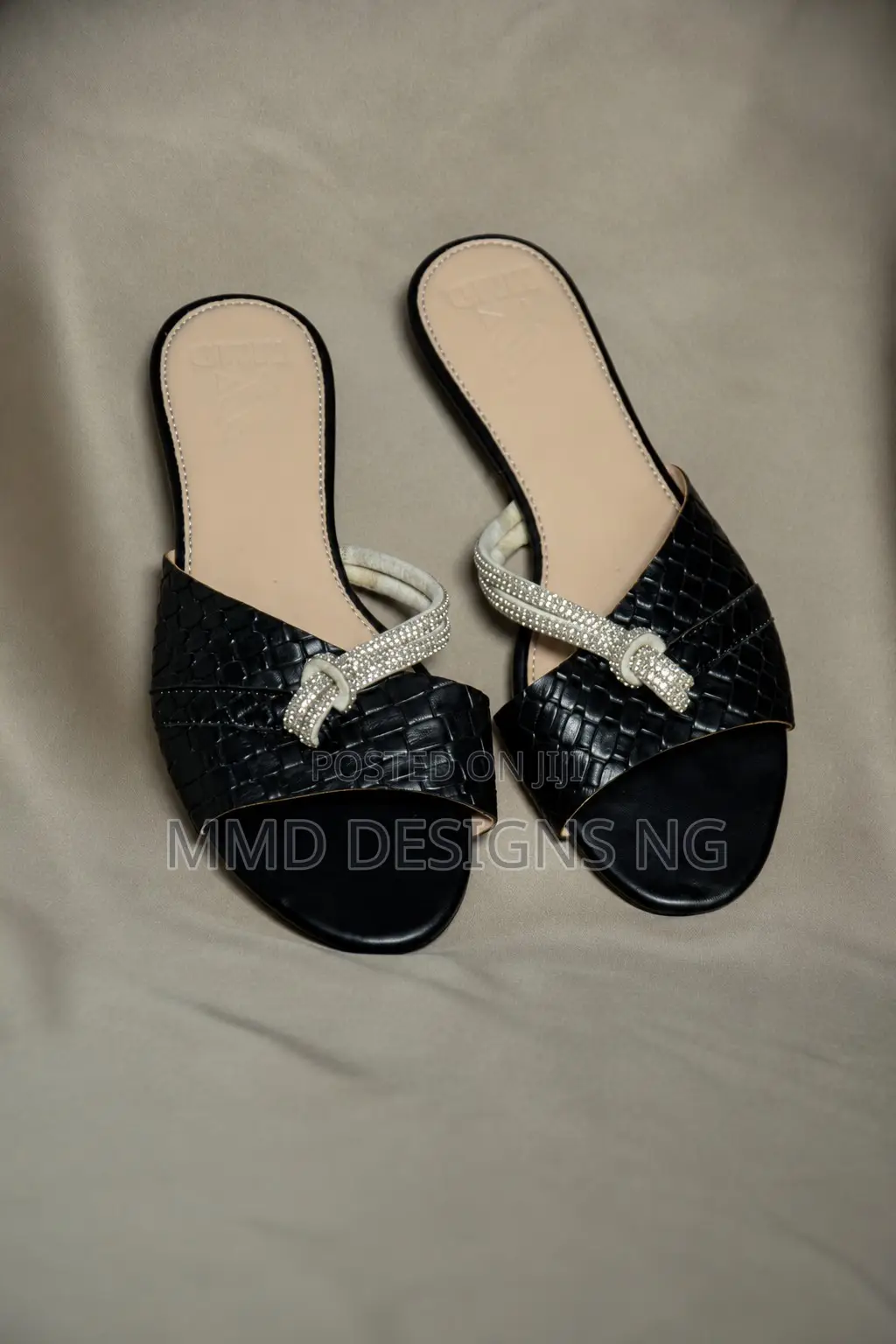MMD Moonlight Women's Black Embellished Slides