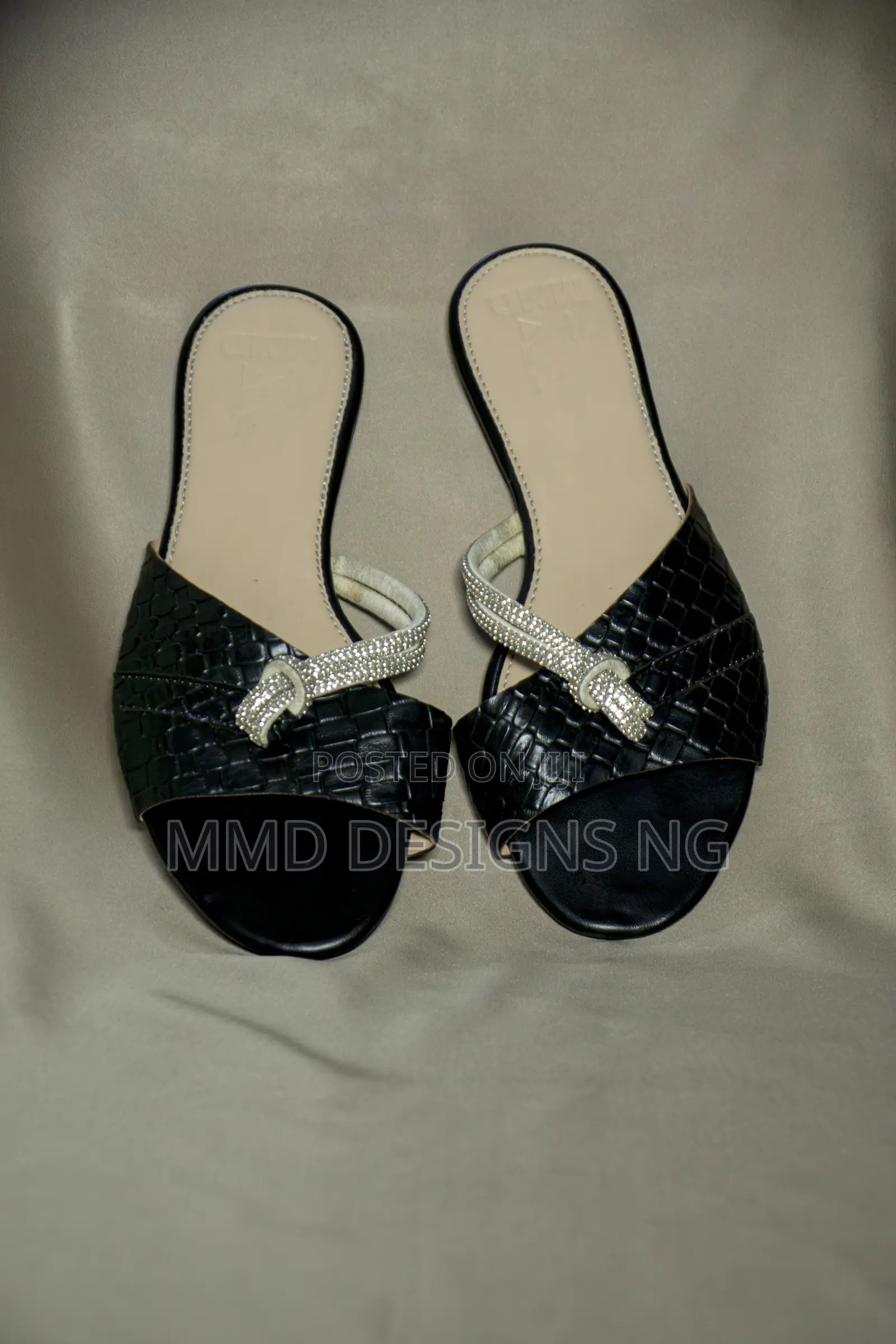 MMD Moonlight Women's Black Embellished Slides