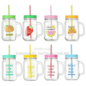 Jar With Lid and Straw