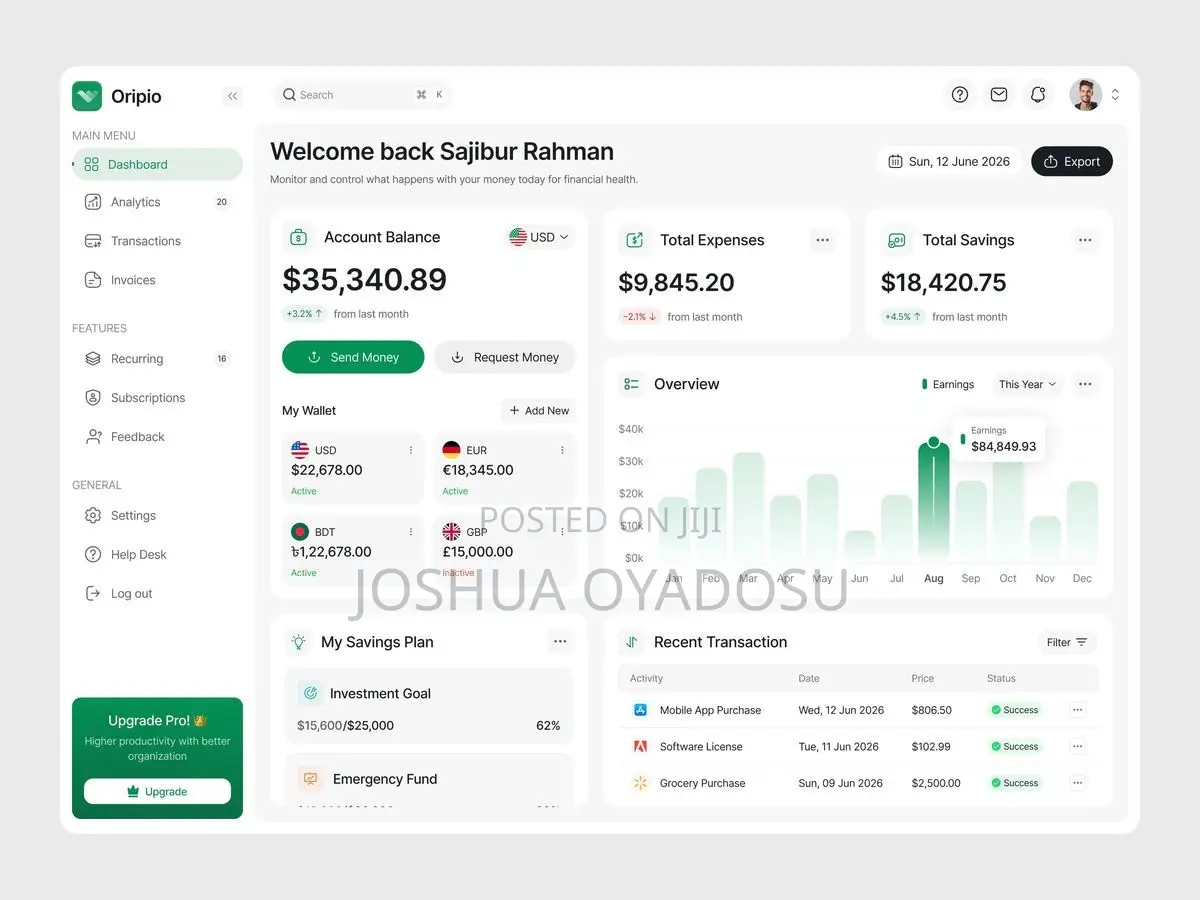 I Will Design Fintech App and Financial Dashboard UI/UX