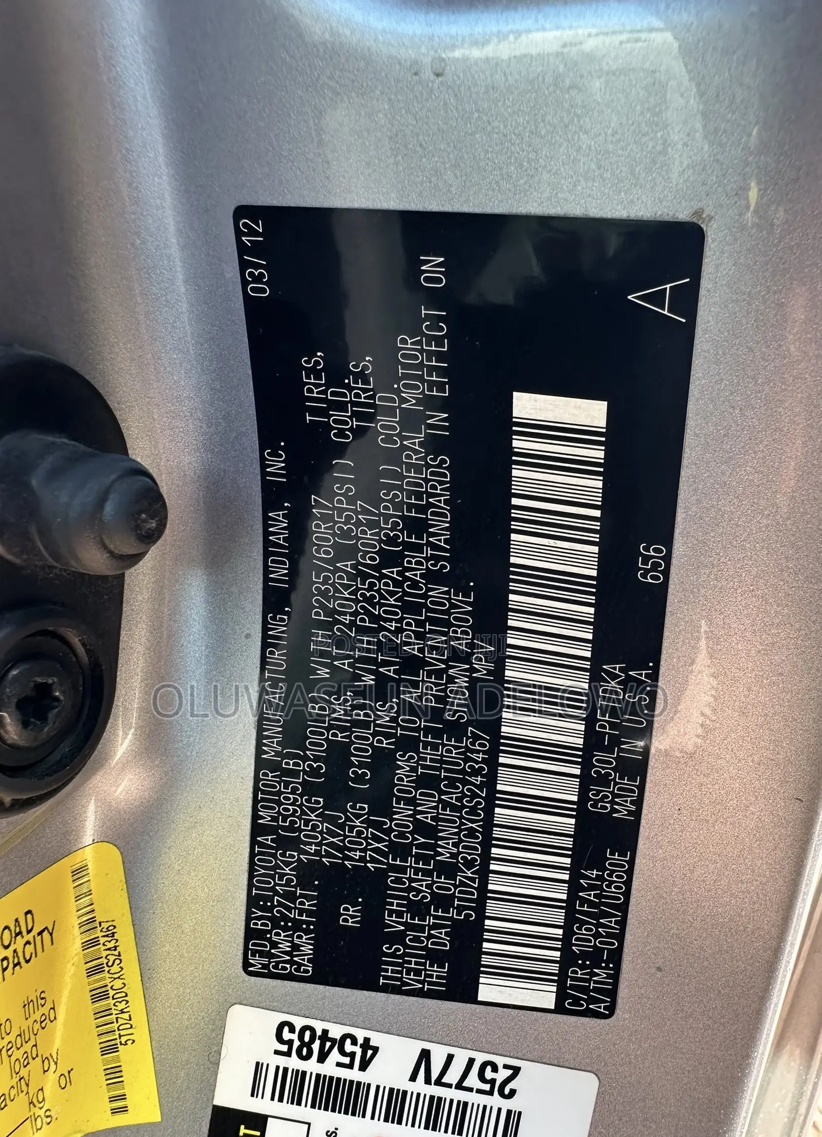 Toyota Sienna LE 8 Passenger 2012 Silver