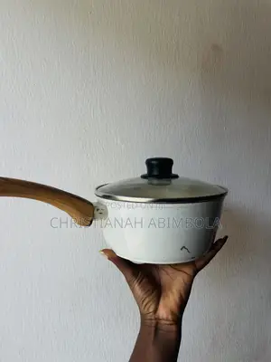 Neatly Used Ceramic Saucepan With Lid