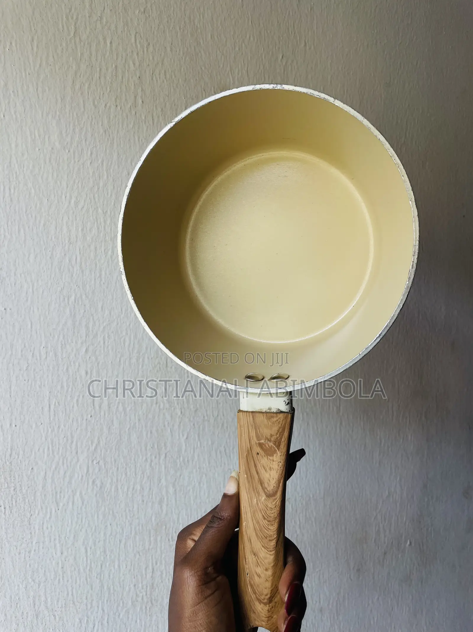 Neatly Used Ceramic Saucepan With Lid