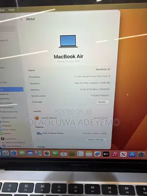 Laptop Apple MacBook Air 2020 8GB Intel Core i5 SSD 512GB