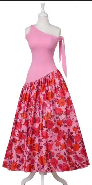 Pink Floral Bow Tie Maxi Dress