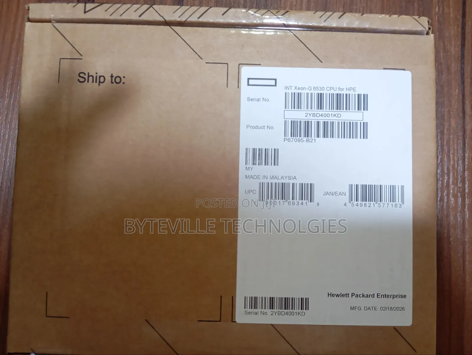 HPE Intel Xeon Gold 6530 32-Core 2.1GHz Processor