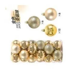 Christmas Tree Glitter Gold Balls Ornaments 6CM - 24pcs
