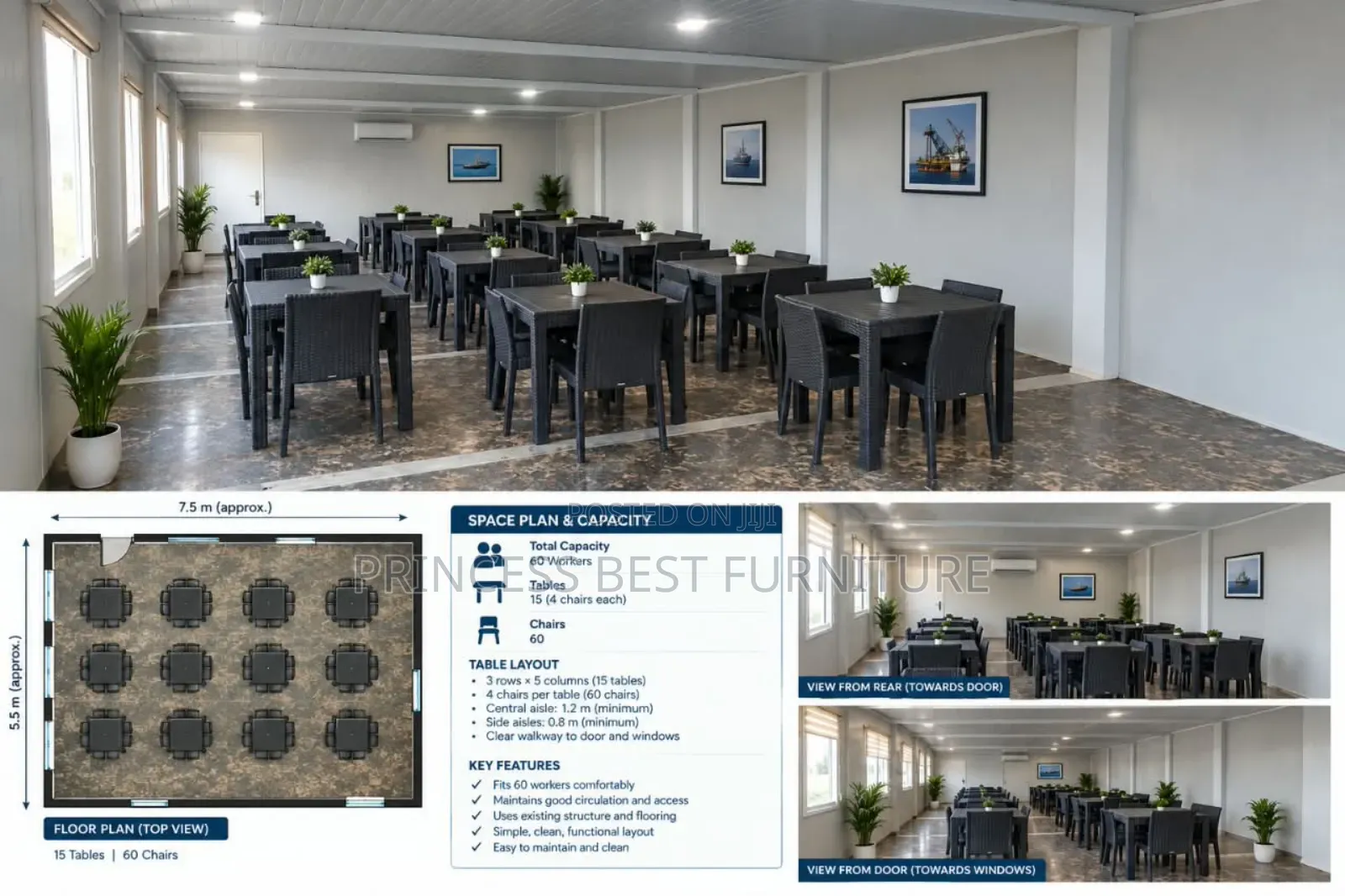 Black 4ft Table for Restaurant and Bar
