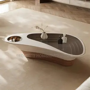 Luxury Modern Oval Center Table – Elegant Wood Designer Coffee Table
