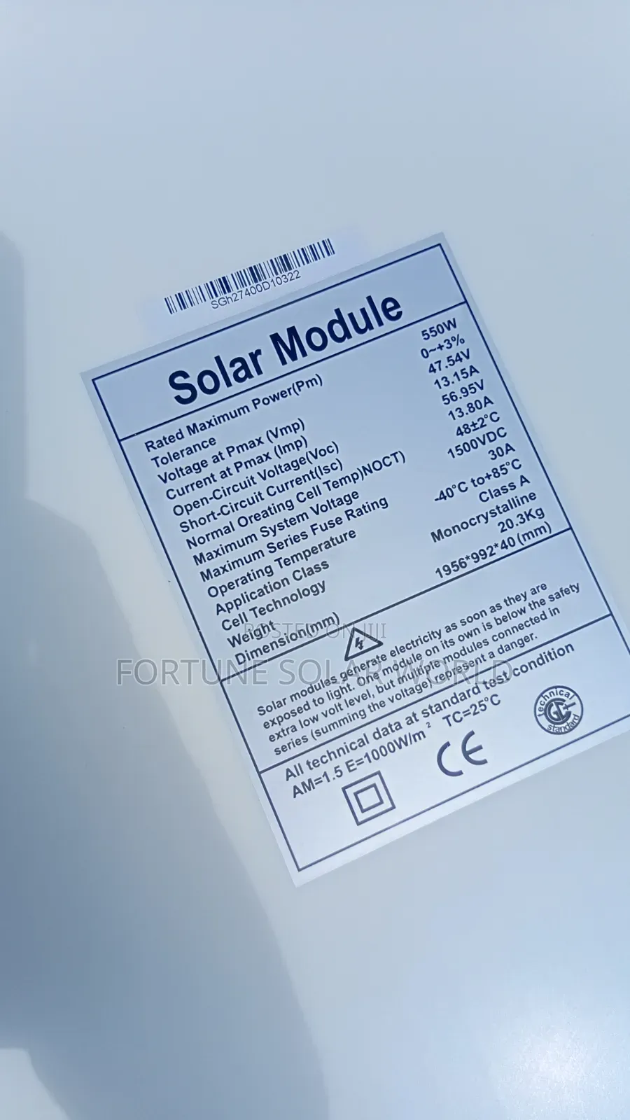 550watts Solar Module Mono Panel's Setup/5kwh