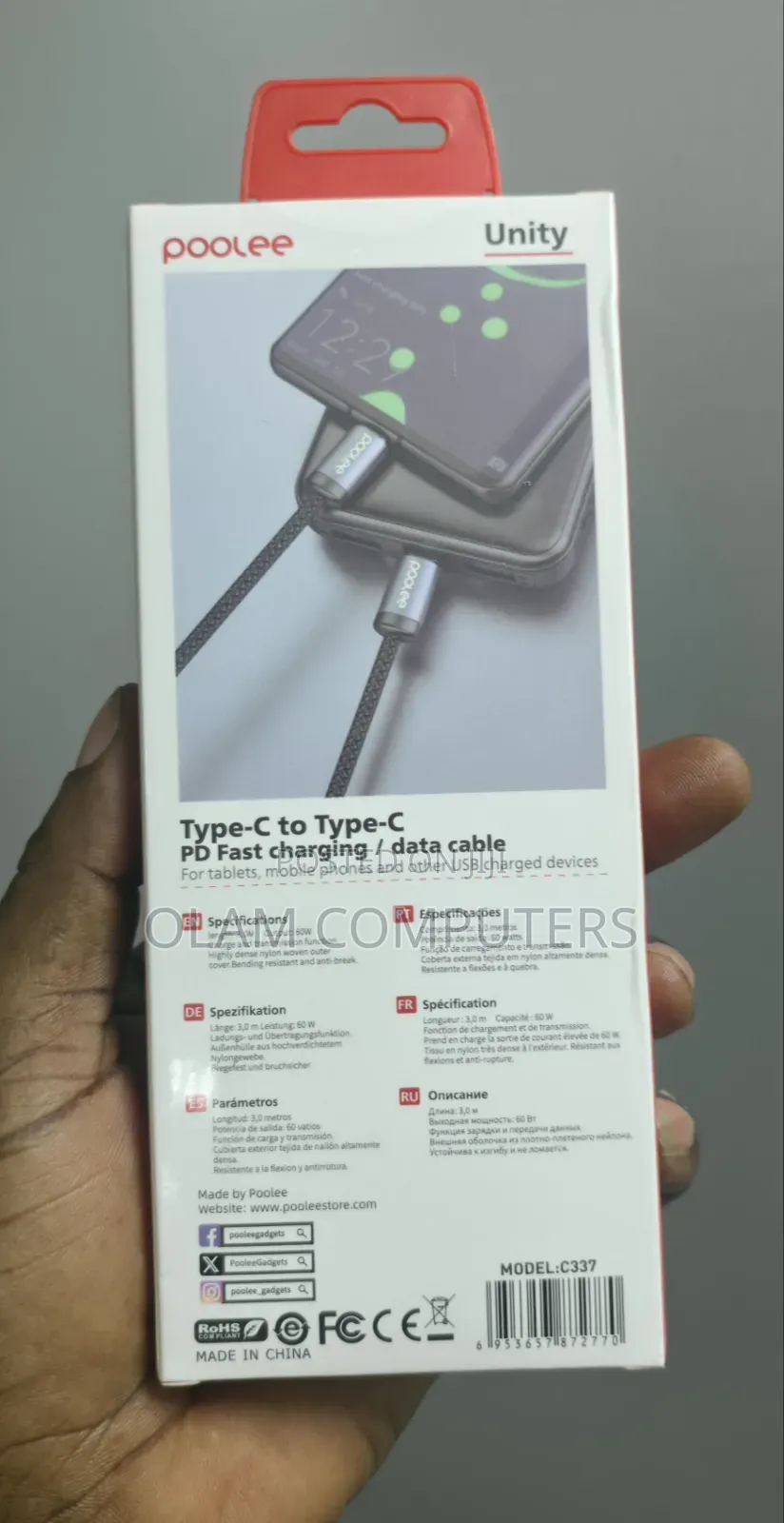 Poolee Fast Charge and Sync PD60W 3M