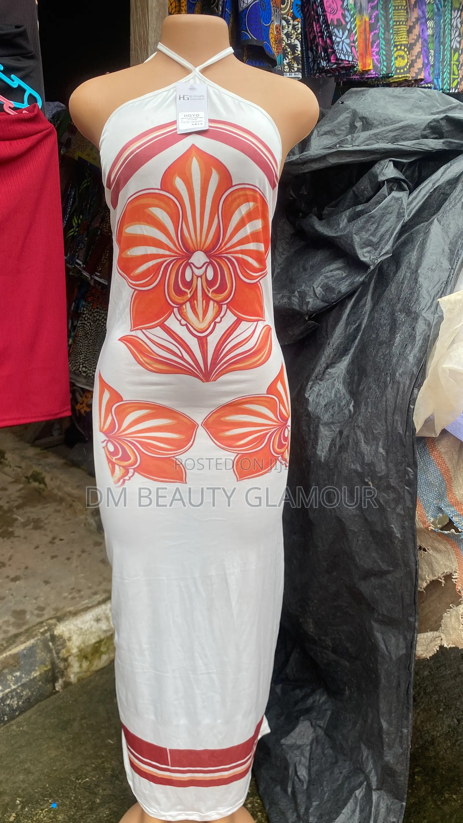 Floral Halter-Neck Bodycon Maxi Dress