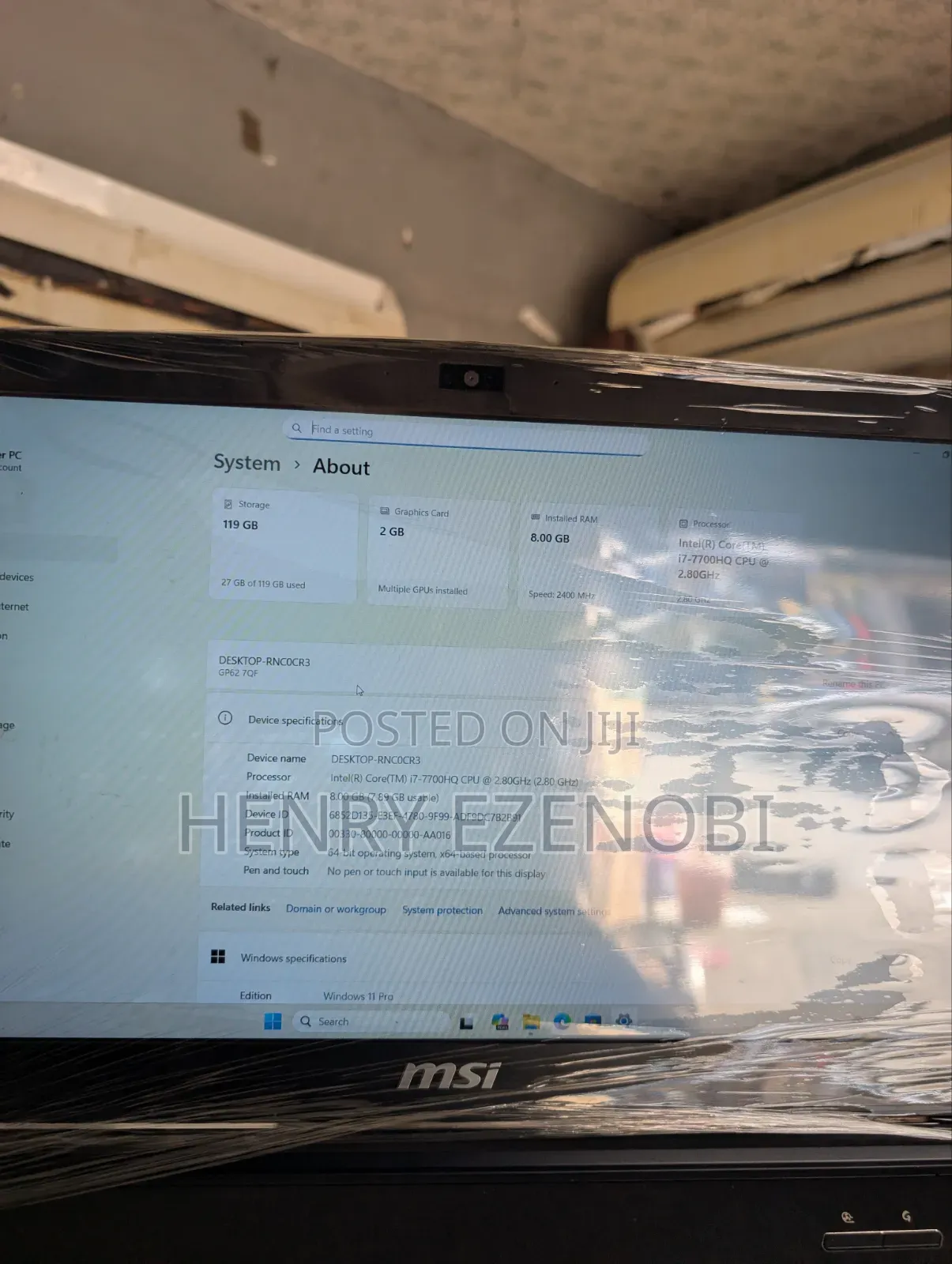 Laptop MSI GP62 7RDX Leopard 16GB Intel Core i7 SSD 128GB