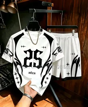 Men's Gothic Letter Graphic 2pcs Set.