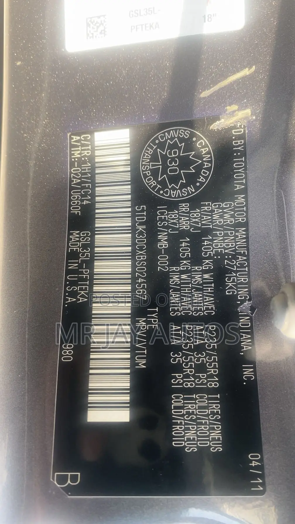 Toyota Sienna 2011 Gray