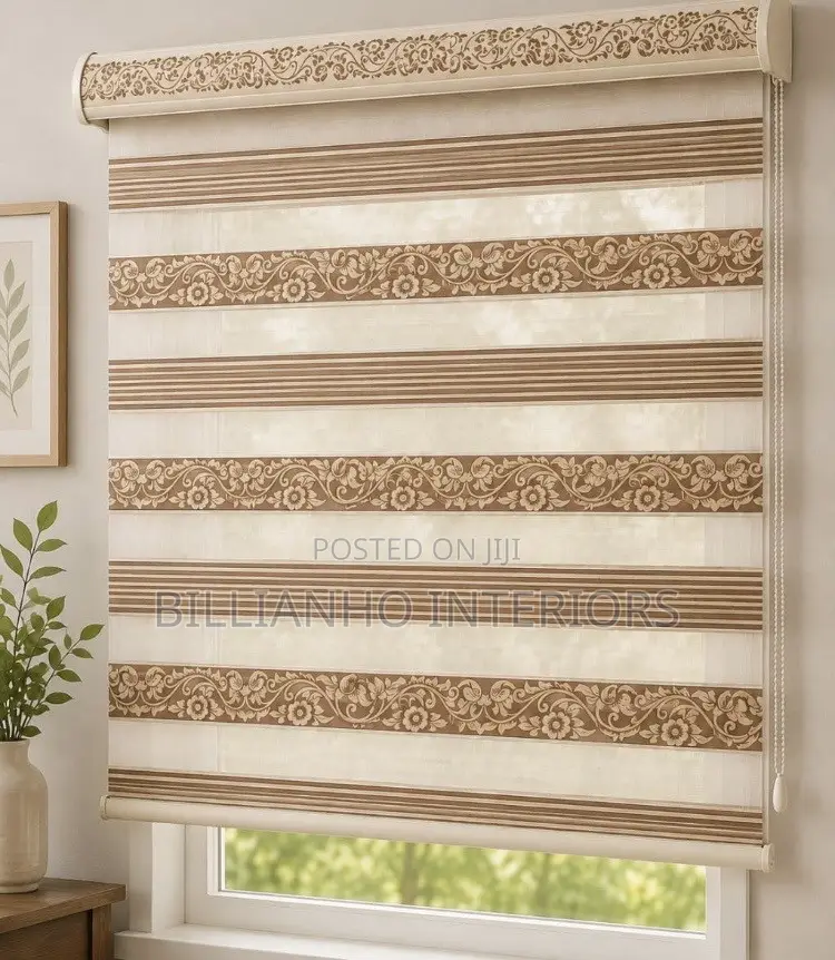 Window Blinds Flower Brown and Shiny Brown