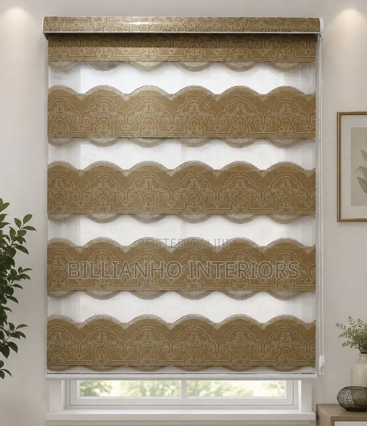 Window Blinds Flower Brown and Shiny Brown