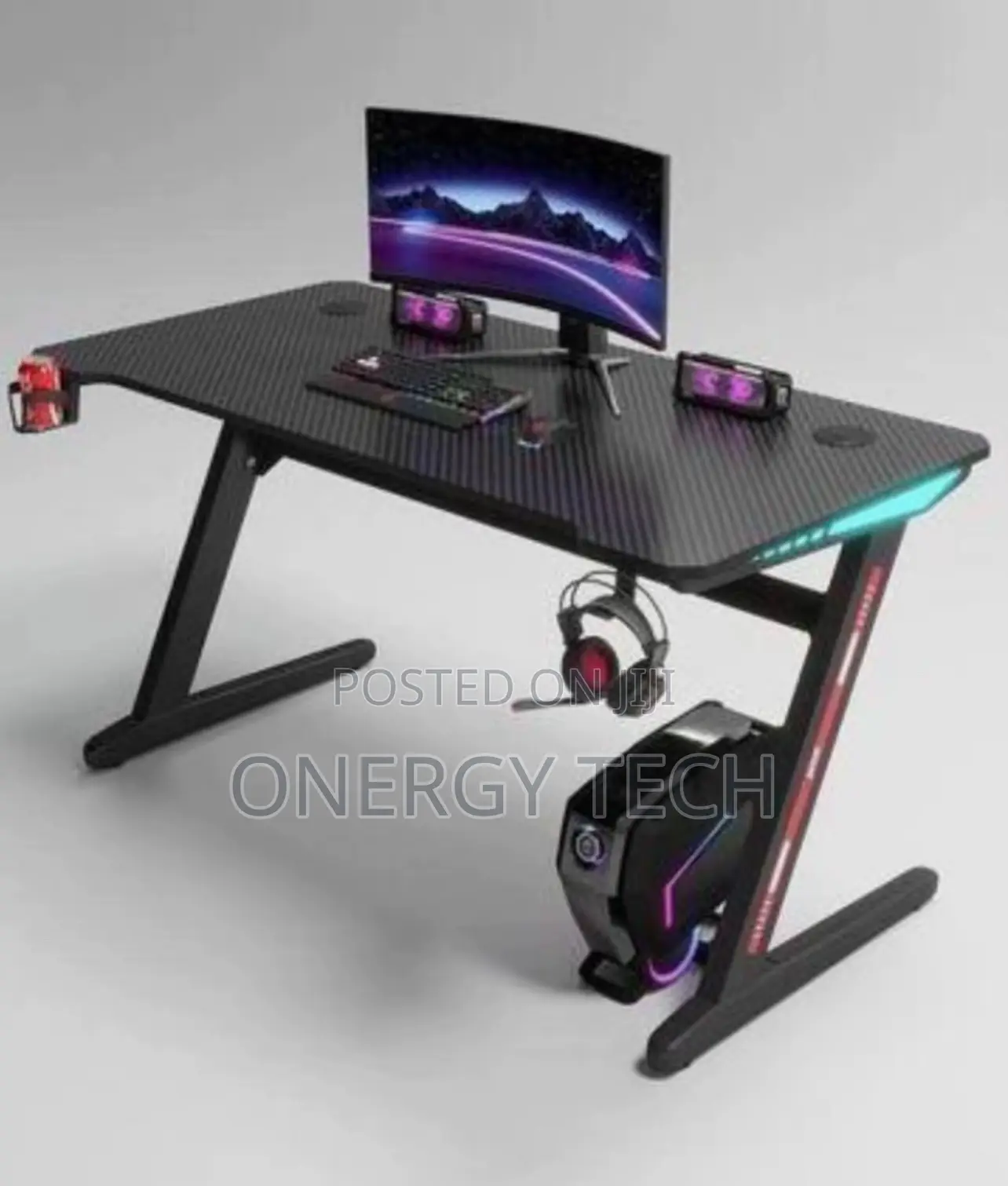 Modern Z LEG Shaped RGB Led Lights Gaming Table