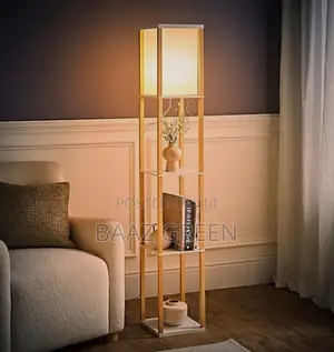 Luxury Gold Floor Lamp With Display Shelves – Modern Standing Lamp